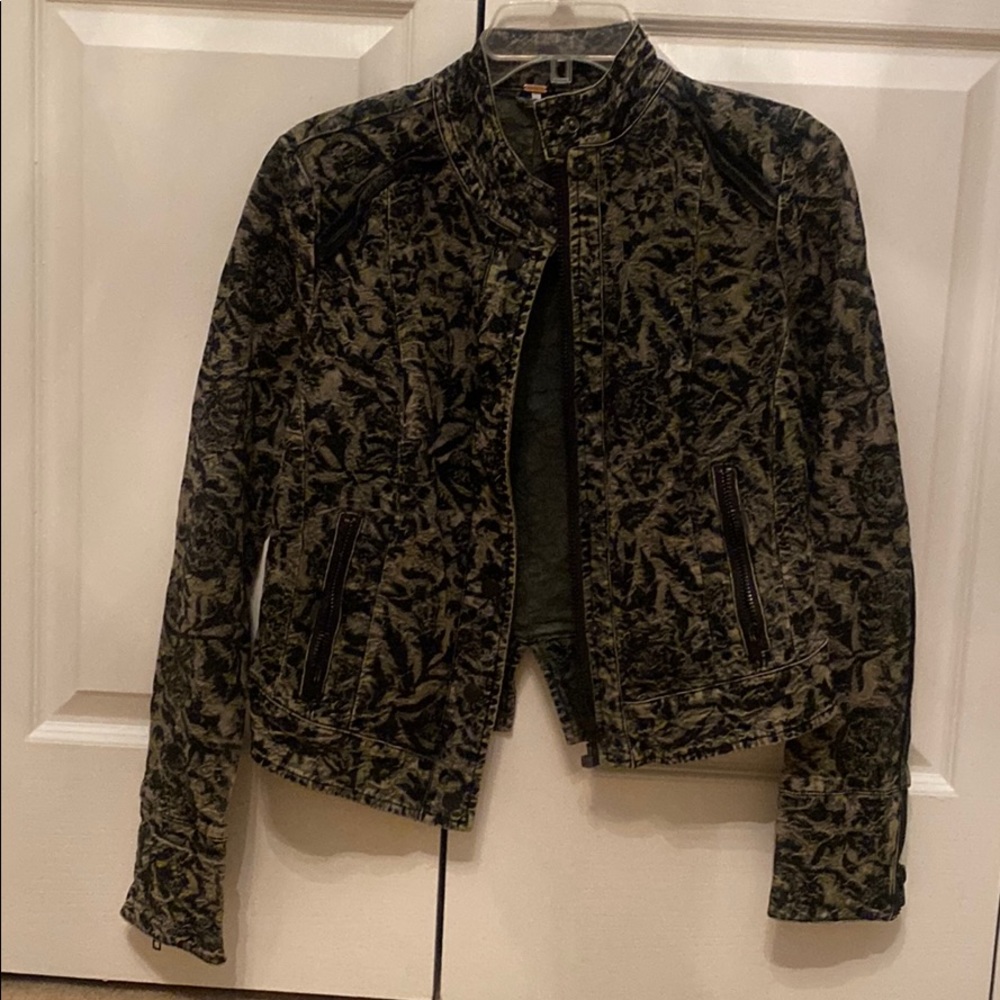 Free people Green and Black bomber jacket